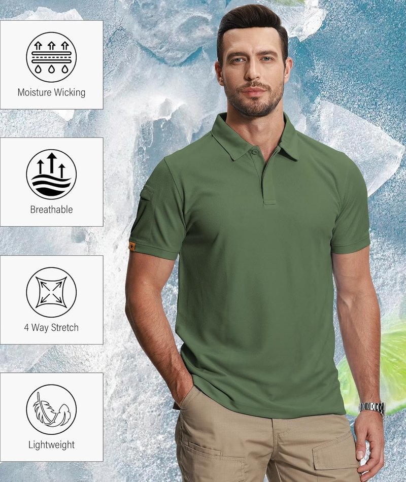 Men's Moisture-Wicking Polo Shirts - 5 Pack Short Sleeve Golf & Tennis T-Shirts | Summer Activewear