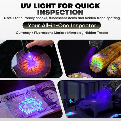 UV Flat EDC Flashlight Rechargeable 1800 High Lumens Pocket Light with RGB,Magnetic Base Small Flashlights with Dual Switch,Stepless Dimming,USB-C Waterproof Work Flash Light for Work,Home,Emergencies