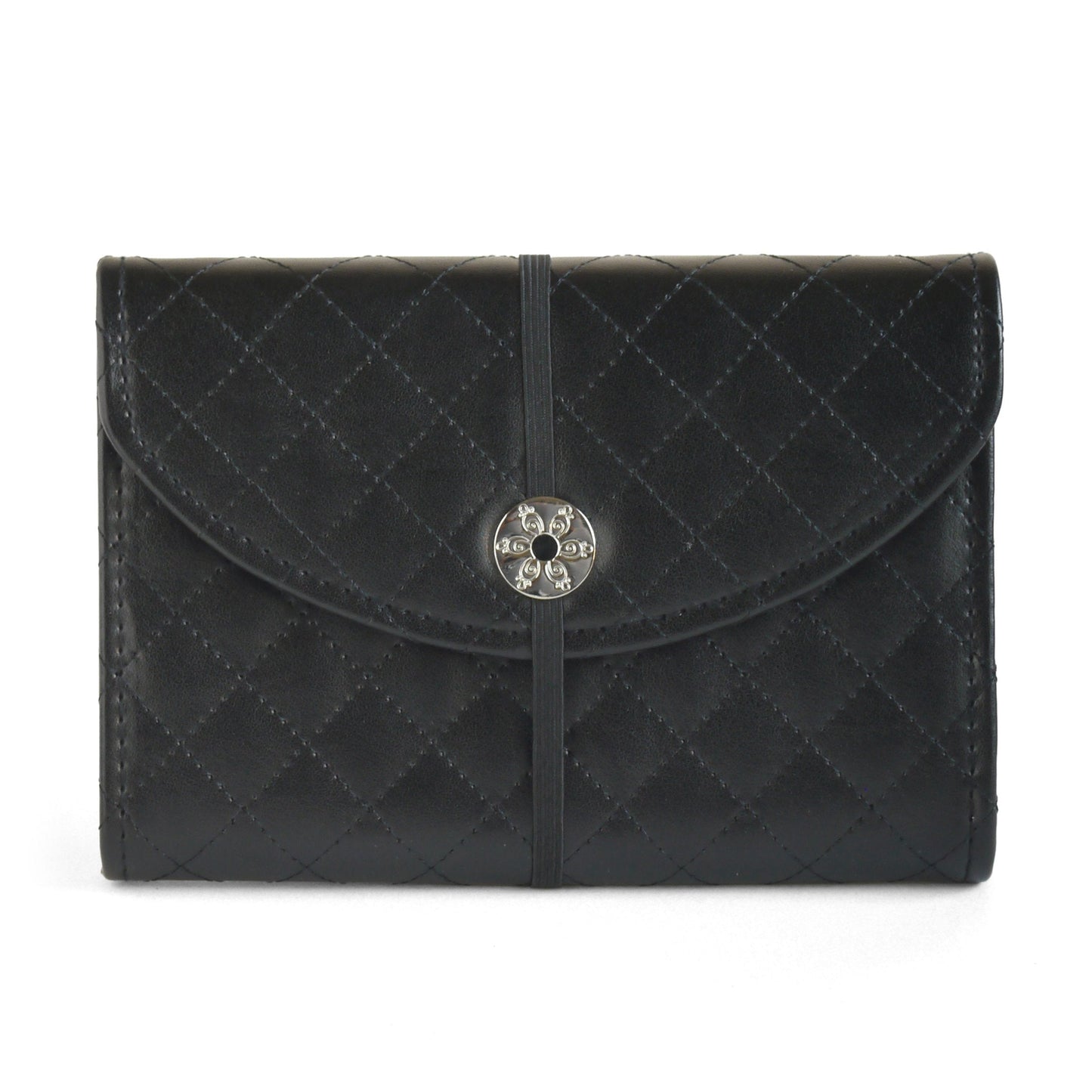Black Faux Leather 13-Pocket Coupon, Photo, Recipe & Receipt Organizer (Quilted)