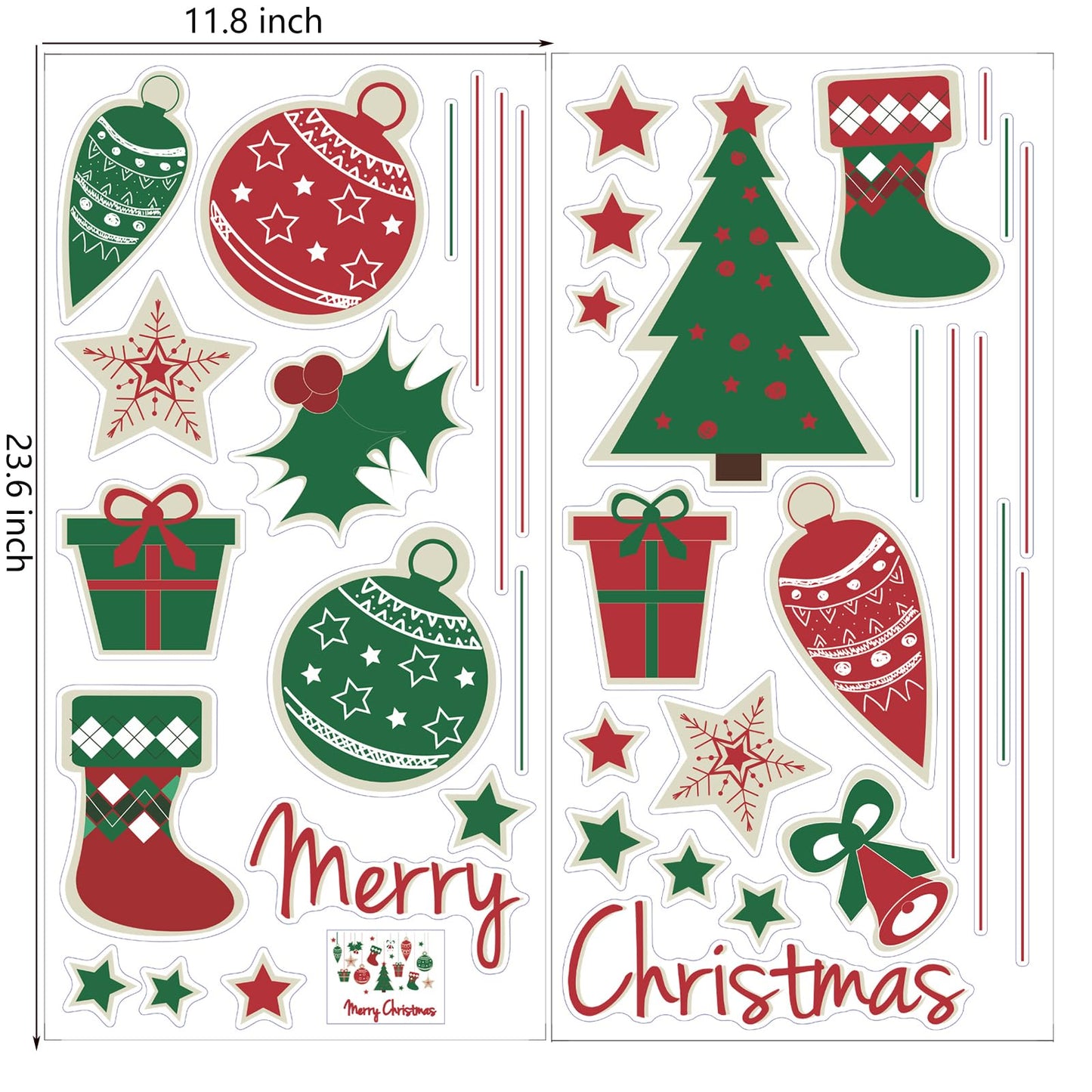Merry Christmas Wall Decals Xmas Tree Snowflake Gift Wall Stickers Peel and Stick Removable Art Mural for Kids Gift Bedroom Living Room Door Window Decor Supplies