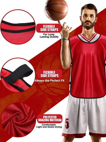 Jiuguva 24 Packs Pennies Scrimmage Vests Blue Red Training Practice Vests for Youth Adults Soccer Basketball