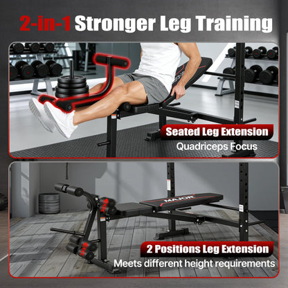 MAIDOMA 750LBS Weight Bench with Bench press rack, Adjustable Workout Bench Set with Leg Extension/Curl,Standard Bench Press Set for Home Gym Full Body Training
