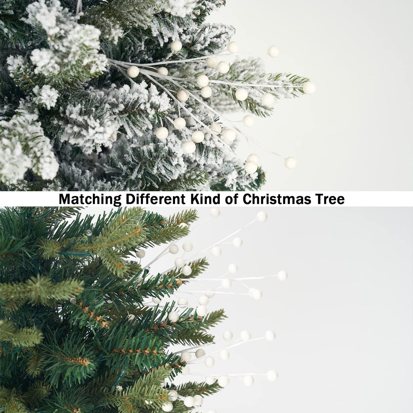 Osfvn Christmas Berries Picks Set of 12 Xmas Tree Decorations 14inches White Holly Berry Stems Decorative Artificial Floral Picks for Holiday Wreath Garland Floral Table Arrangement Decor