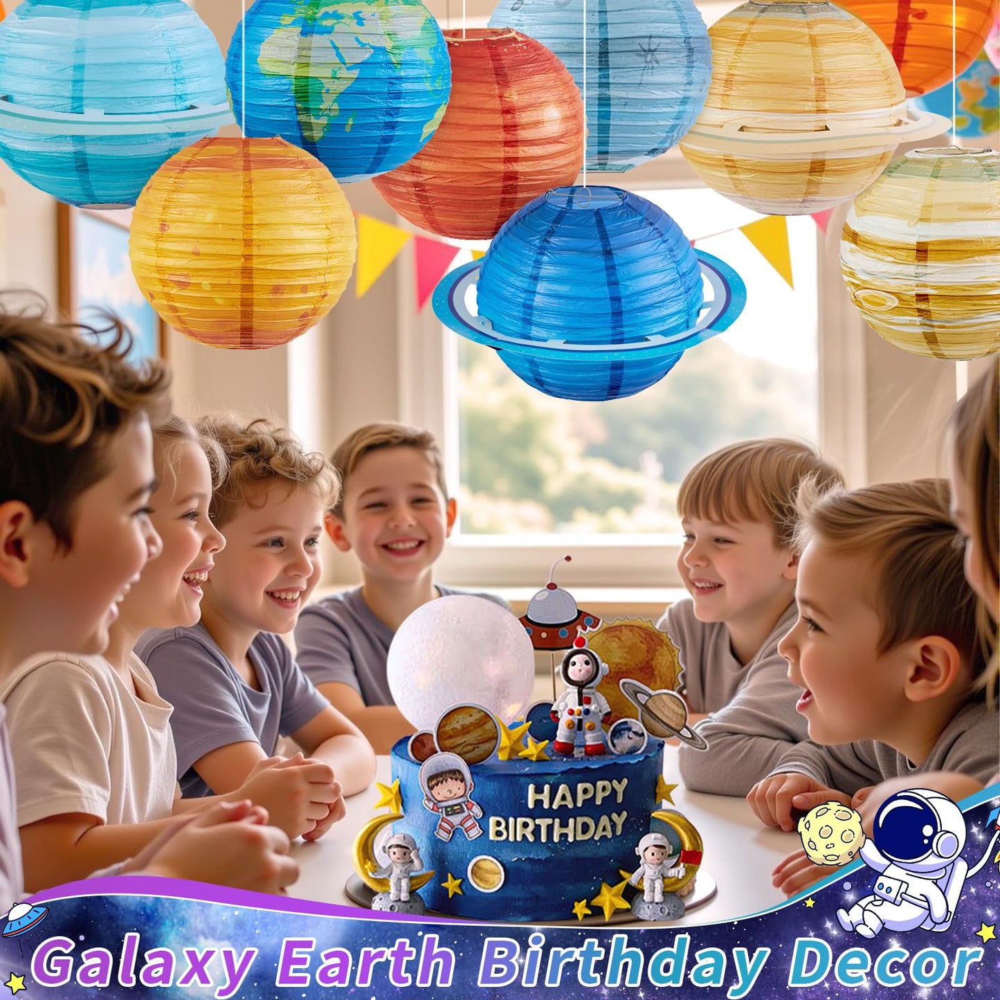 Easy Joy Space Paper Lantern Planets Lanterns Out of This World Space Outer Space Party Decorations Galaxy Earth Birthday Decor Classroom Science Astronaut Theme Solar System Party for Kids 8PCS