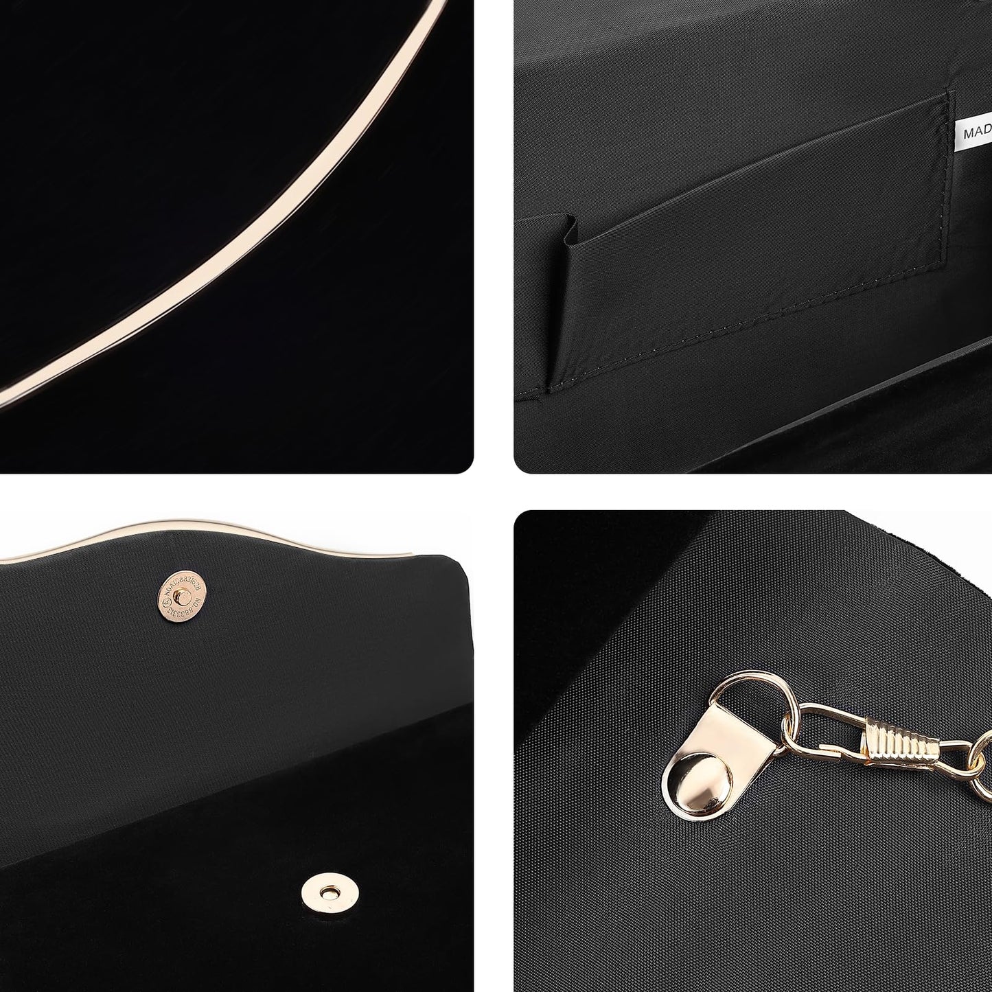 CurvChic Clutch Purses for Women Evening Bag Faux Suede Formal Party Wedding Cocktail Prom(Black)