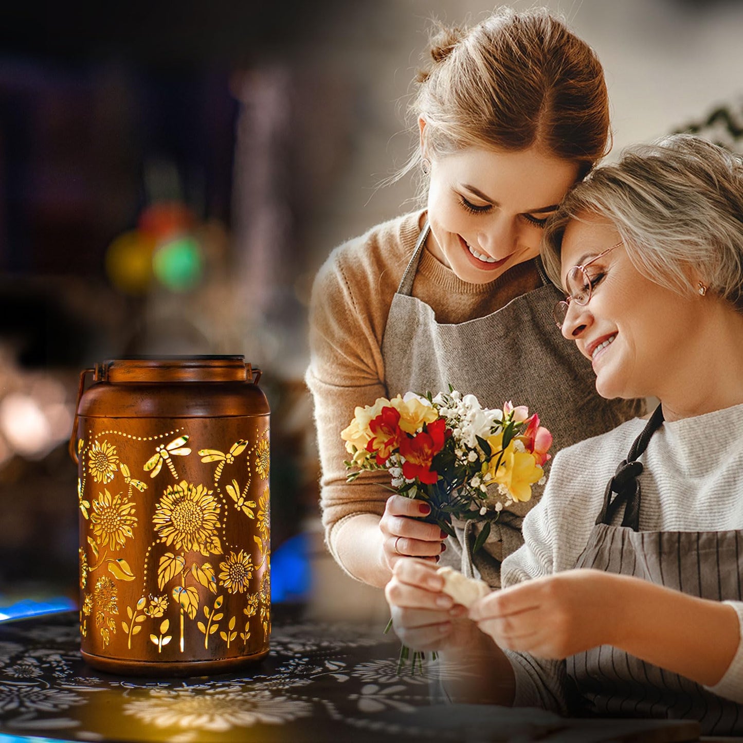 2pack Solar Lanterns Lights Outdoor Hanging Lantern Waterproof Metal LED Dragonfly Spring Decor Mothers Day Gifts for Women Men Mom Grandma Solar Light for Garden,Yard,Patio, Lawn,Pathway,Landscape