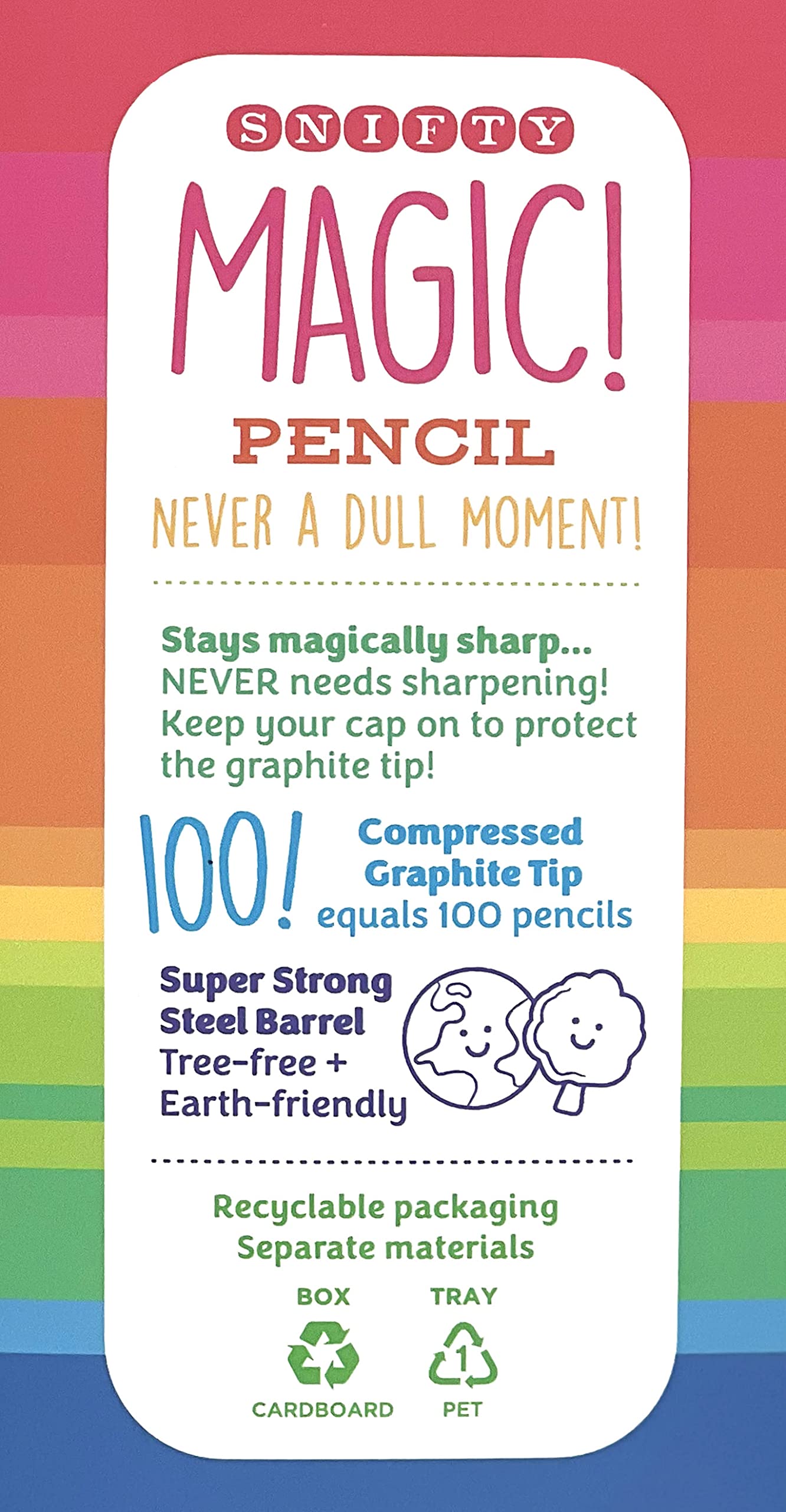 SNIFTY Magic Pencil - Compressed graphite tip equals 100 pencils - white barrel + matching chunky eraser