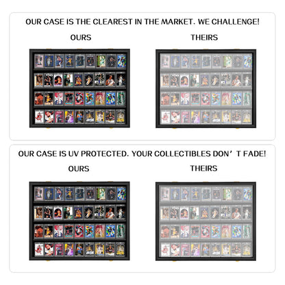 Hactyn 36 Baseball Card Display Case 1 Pack, Graded Sports Card Display Frame Lockable with UV Protection, Large Wall Cabinet for Football Hockey Basketball Trading Cards 1 Pack