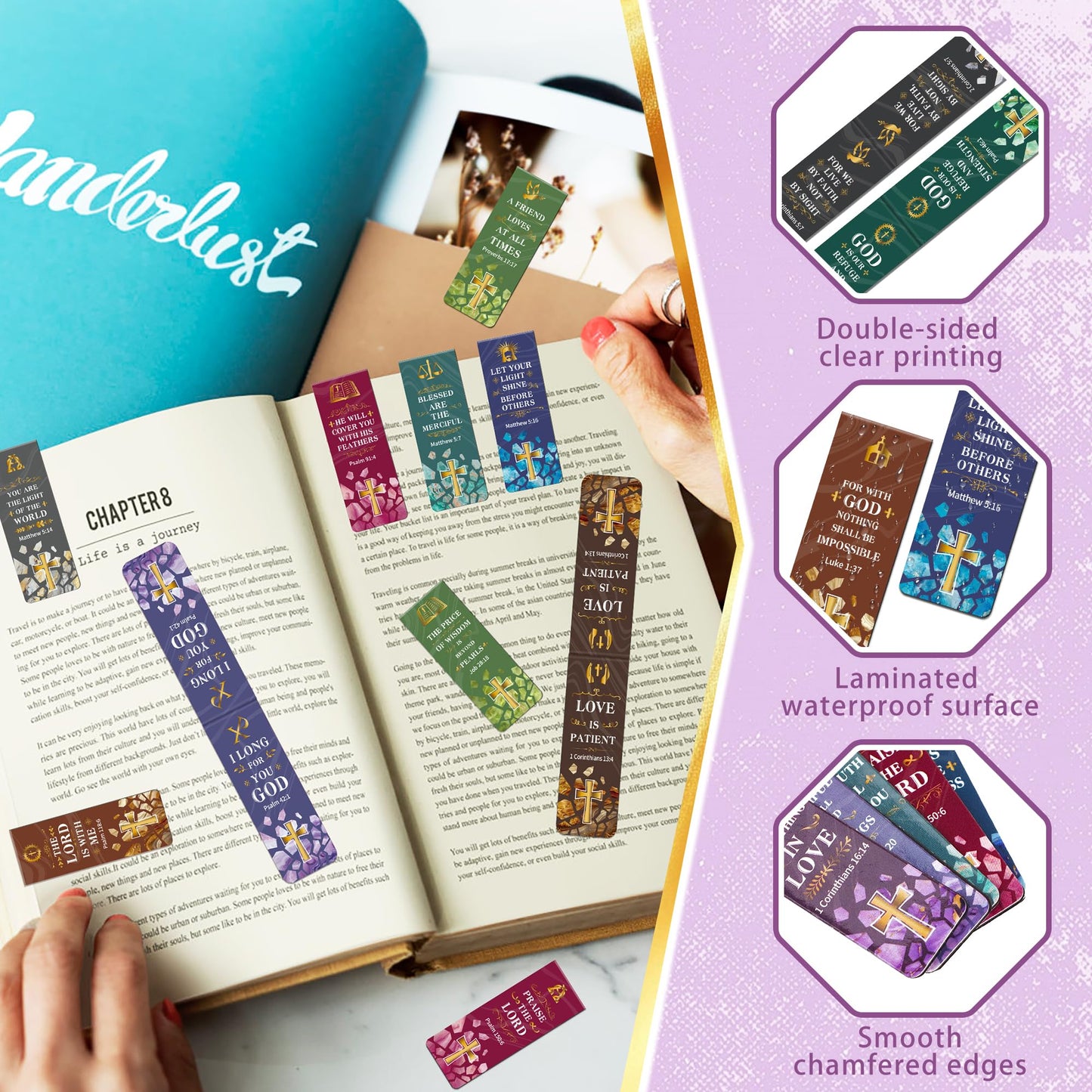 96Pack Magnetic Bookmarks Bible Bookmark Christian Bookmarks Bulk Book Marks for Reading Women Men Adults Kids Book Lovers Gifts, Cute Personalized Religious Magnet Bookmark Clips (Christian)