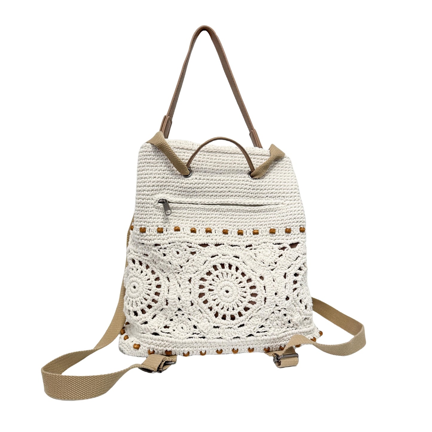 Eiyye Handmade Crochet Backpack for Women Premium Cotton Rope Boho Rucksack with Adjustable Straps Lightweight Woven Shoulder Backpack for Travel Beach & Everyday Casual