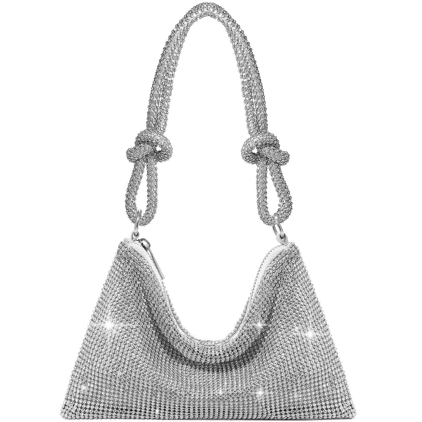 GEMIU Evening Bag Sparkle Purses for Women, Rhinestone Clutch Purse for Women Dressy Sequin Purse Silver