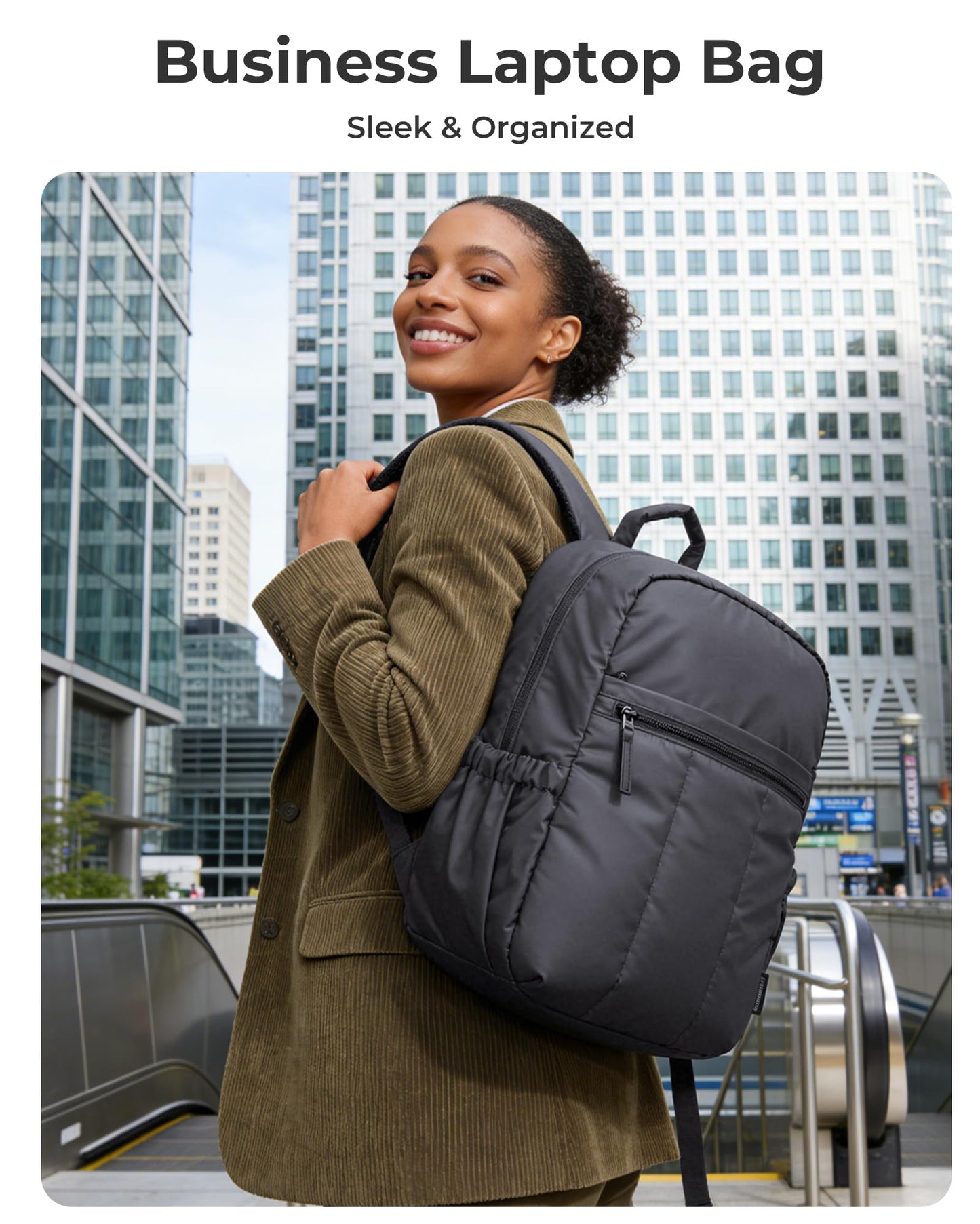 BAGSMART Backpack for Women, Travel Backpack with Large Side Pocket, 15.6 Inch Work College Backpack Purse, Waterproof Business Teacher Laptop Bag, Black