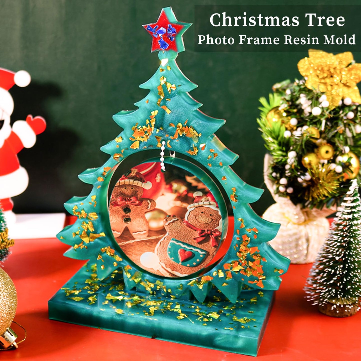 Wehous Resin Molds for Photo Frame, Large Christmas Tree Resin Mold, Picture Frame Silicone Epoxy Casting Mold, Unique Art Christmas Ornament Molds DIY Crafts Gift Table Home Decor