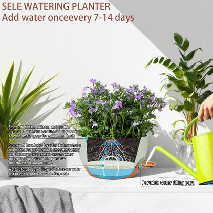 zople 2 Pack 12 Inch Self Watering Hanging Planters for Indoor Plants, Large Green Brown Plastic Hanging Pots with Chains for Outdoor Patio Garden Home Decor Green Brown
