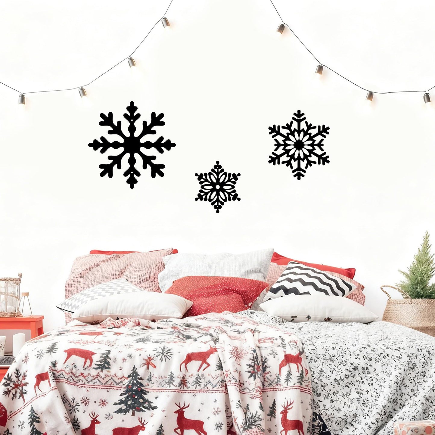 Large Snowflakes Metal Wall Art Decor, 3 Piece Set