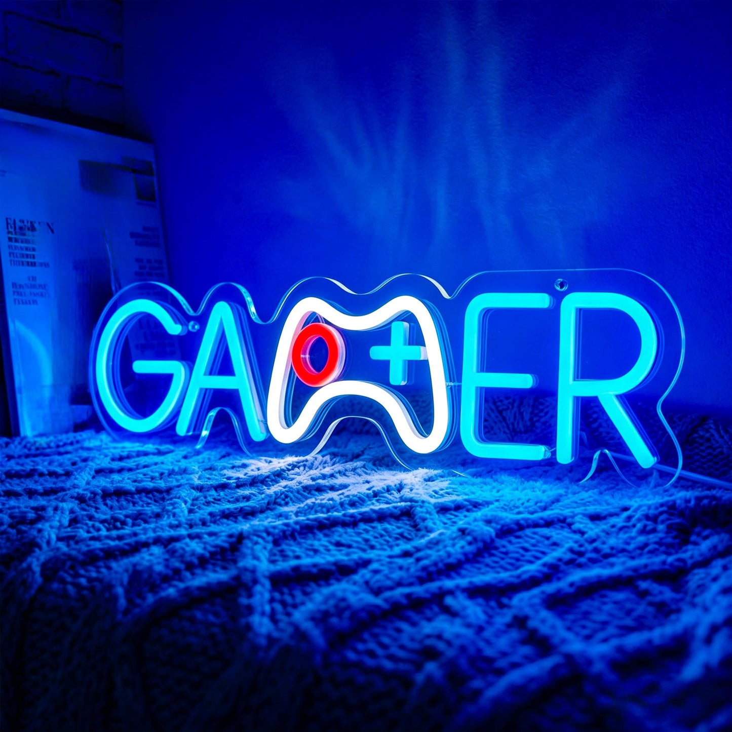 Gdbkabf Gamer Neon Sign, Gaming Neon Signs for Wall Decor - Game LED Signs for Teen Boys Room, Gaming Room Decor - USB Powered Light Up Sign Decorations