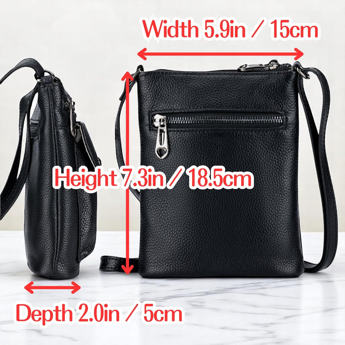 Genuine Leather Adjustable Small Crossbody Phone Purses Key Ring Strap, Travel Zipper Shoulder Handbags, Pockets Credit Card (Blue)