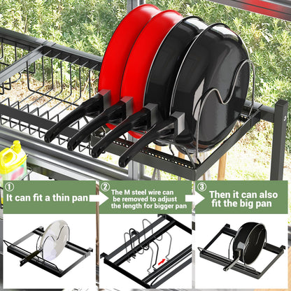 Sink Rack Dish Drainer for Kitchen Sink Racks Stainless Steel Over The Sink Shelf Storage Rack (Sink Size ≤ 32 1/2 inch) 37.4X12.5X20.5inch Black