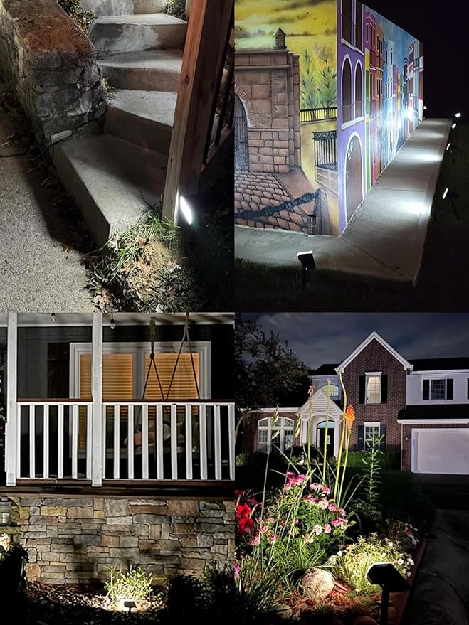 Kaxiida Solar Lights Outdoor Waterproof IP68, 3 Lighting Models Solar Powered Spot Lights Outdoor, 56LED Solar Light Dusk to Dawn for Yard Patio Garden Pathway Landscape Lighting (White, 10 Pack)