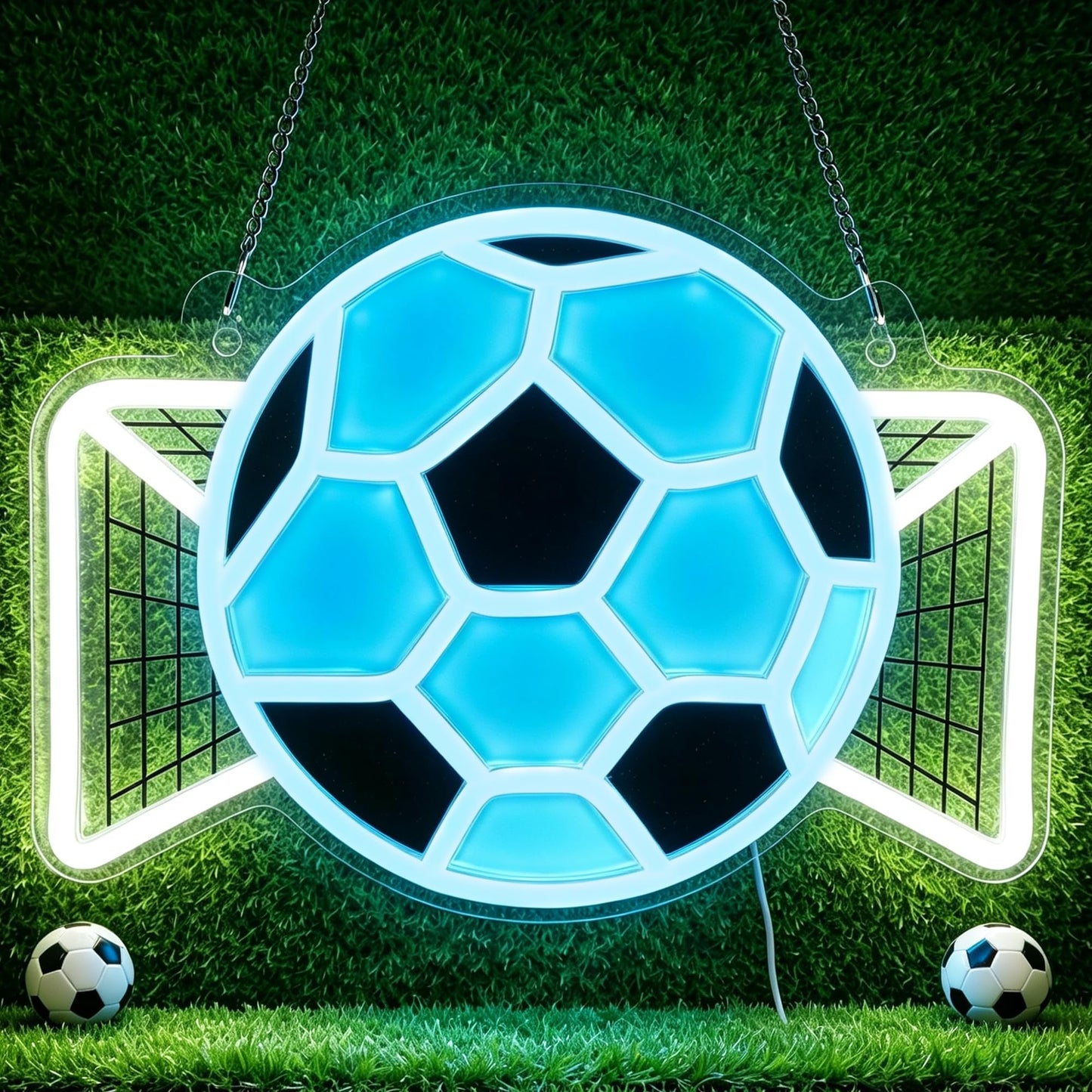 Okayera Soccer Neon Sign, Dimmable Football LED Lamp for Wall Decor, Light up Sports Sign for Bedroom Playroom Man Cave Club Party College Dorm Decor, Cool Teenager Boy Kid Birthday Holiday Xmas Gifts