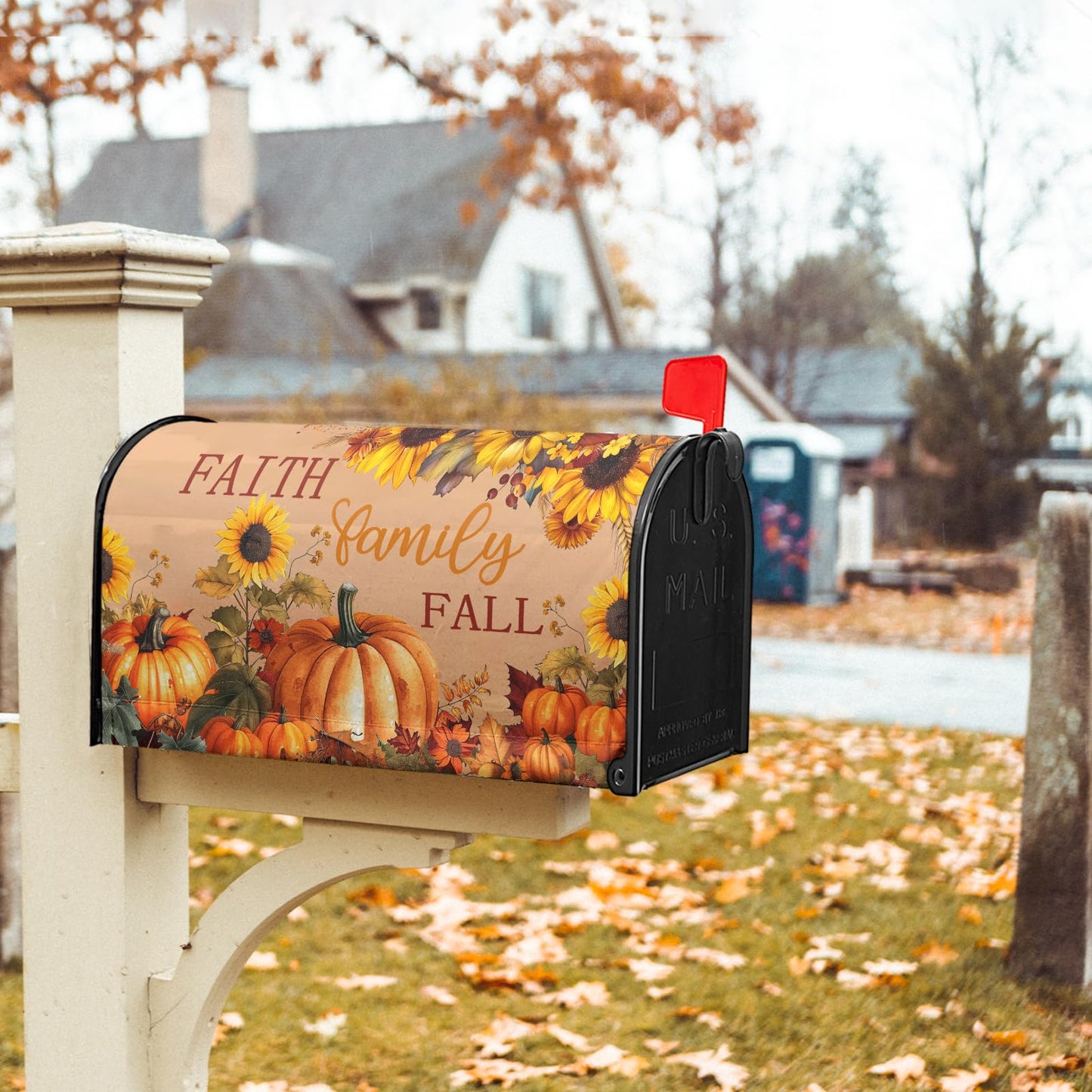 Autumn Pumpkin Sunflower Magnetic Mailbox Covers Large Size 25x21 Inch Fall Mailbox Wraps Magnetic Thanksgiving Harvest Post Letter Box Cover for Home Garden Yard Outdoor Decor