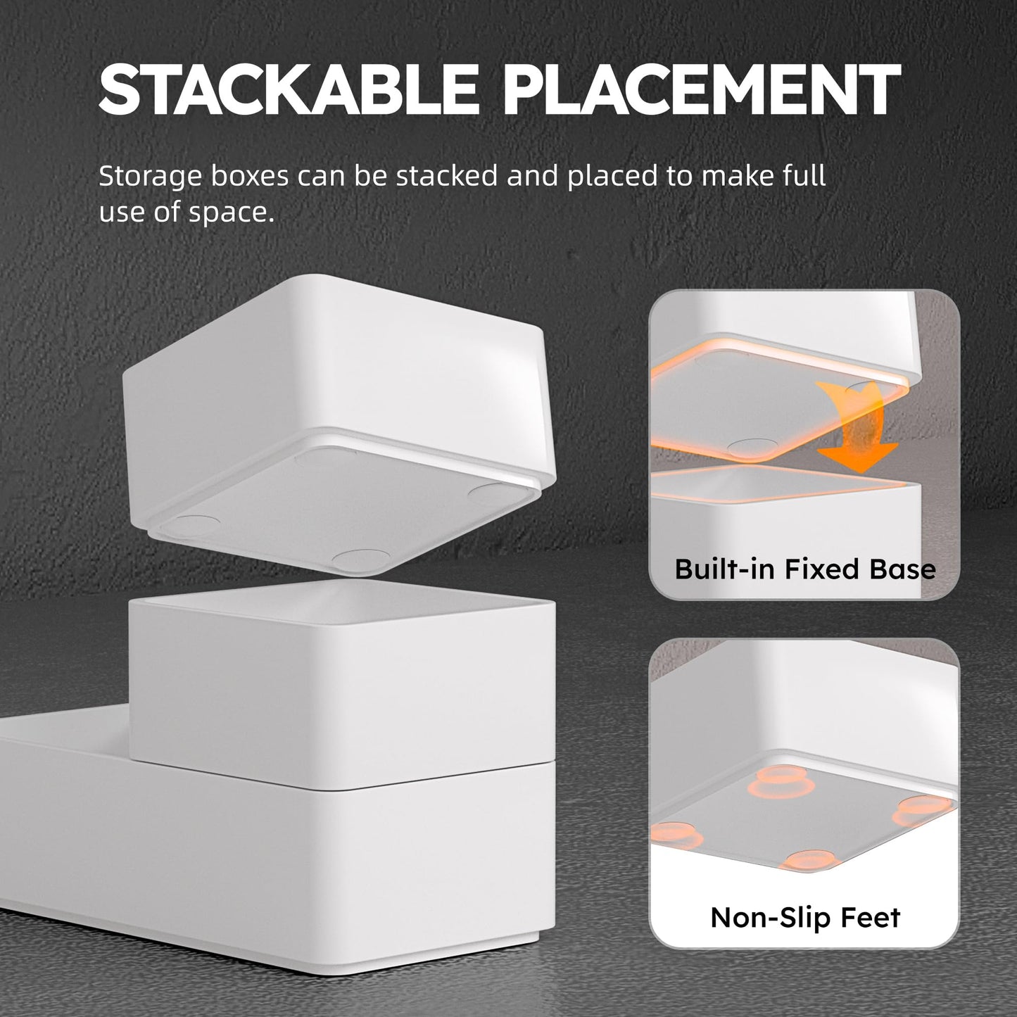 eazttouz 8 Pack Stackable Drawer Organizer Trays, Plastic Shallow Storage Bins for Bathroom Vanity, Desk Drawer, Kitchen, Makeup Organization, White (4M+4S)