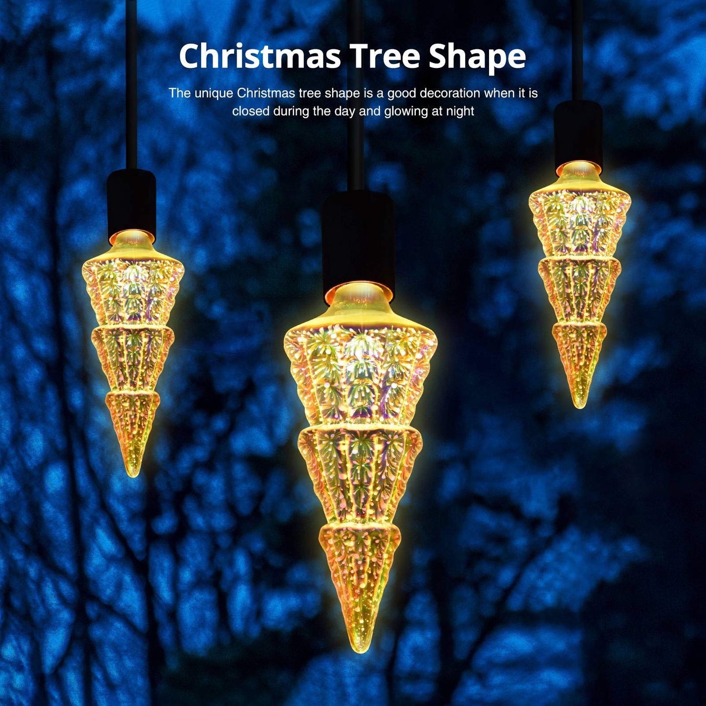 Aqur2020 3D Fireworks Effect LED Light Bulb, Christmas Tree Shape Lamp for Party Home Christmas Holiday Festival Decor