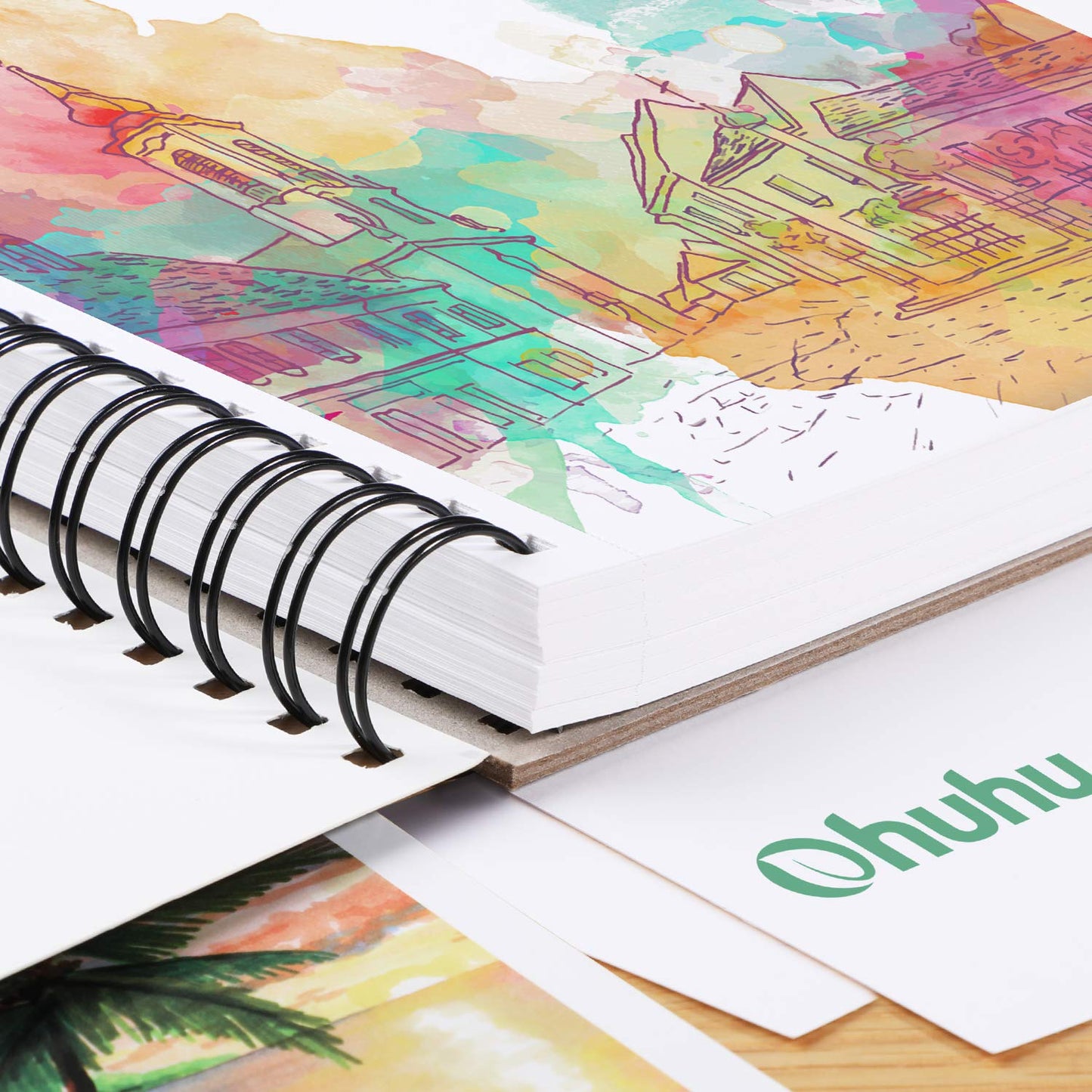 Ohuhu Marker Pads Art Sketchbook, 7.6"x10" Large Paper Size, 120 lb/200 GSM Heavy Smooth Drawing Papers, 60 Sheets/120 Pages, Spiral-Bound Sketch Book for Alcohol Markers Christmas Gift