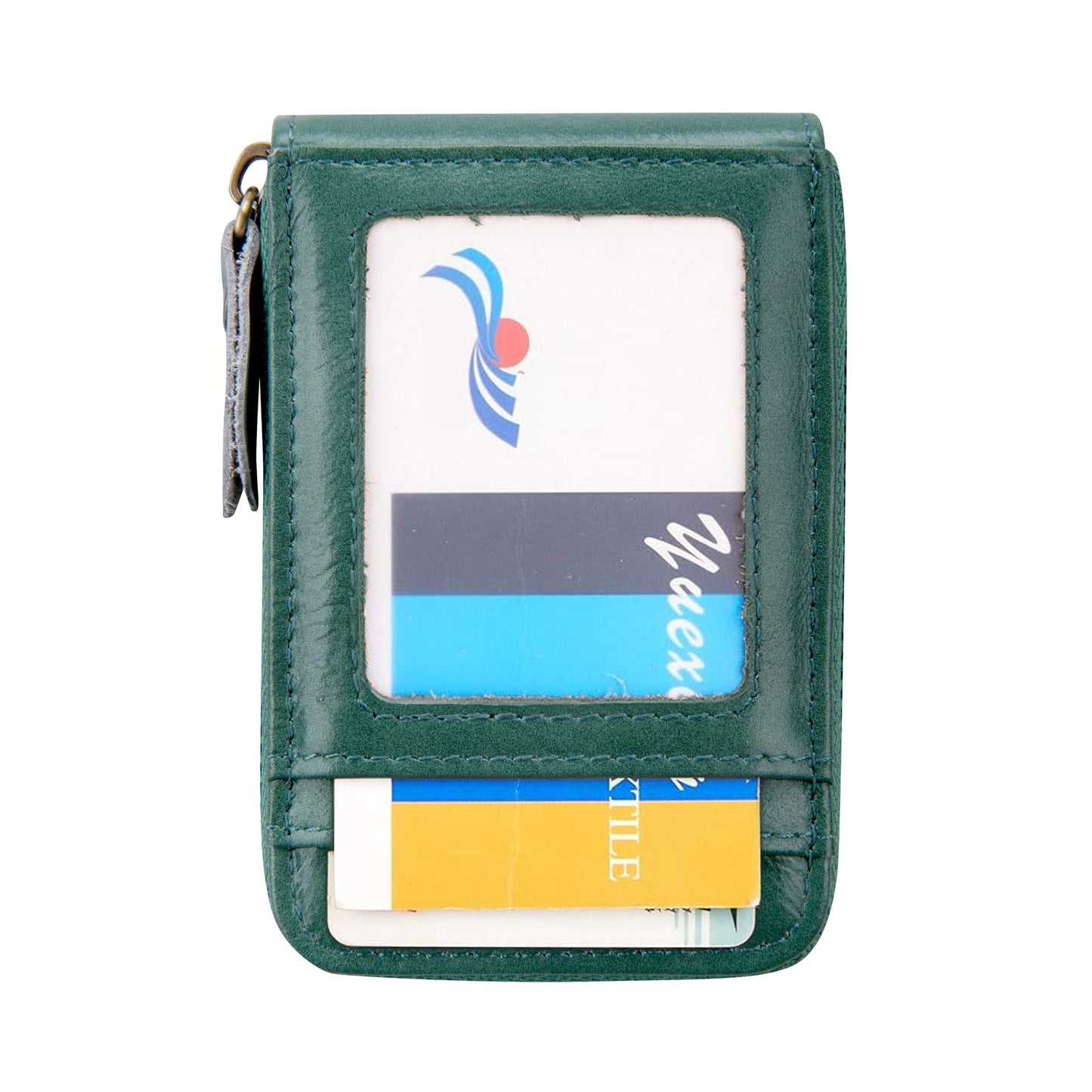 BRASS TACKS Leathercraft Vintage Full Top Grain Leather Wallet RFID Blocking Multi Card Case with Zipper Pocket Card Holder for Men Women Gift Box
