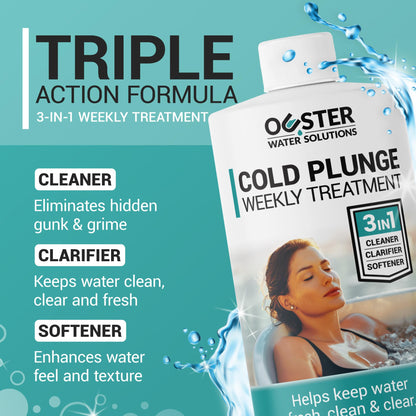 Bio Ouster 3in1 Weekly Cold Plunge Water Treatment - Cleaner, Clarifier, and Softener for Cold Plunge and Ice Bath - Water Stabilizer for Fresh, Crystal Clear Water - Made in USA (32oz)