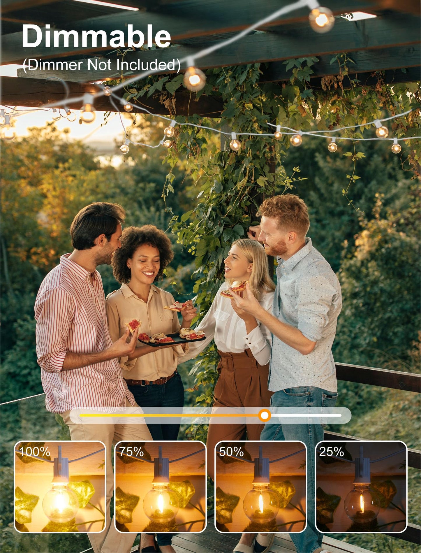 Brightown 69 Feet LED Outdoor String Lights with Shatterproof G40 Edison Bulbs, Connectable and Weatherproof Strand, Commercial Grade Patio Lights for Backyard Garden Patio Decorative, White