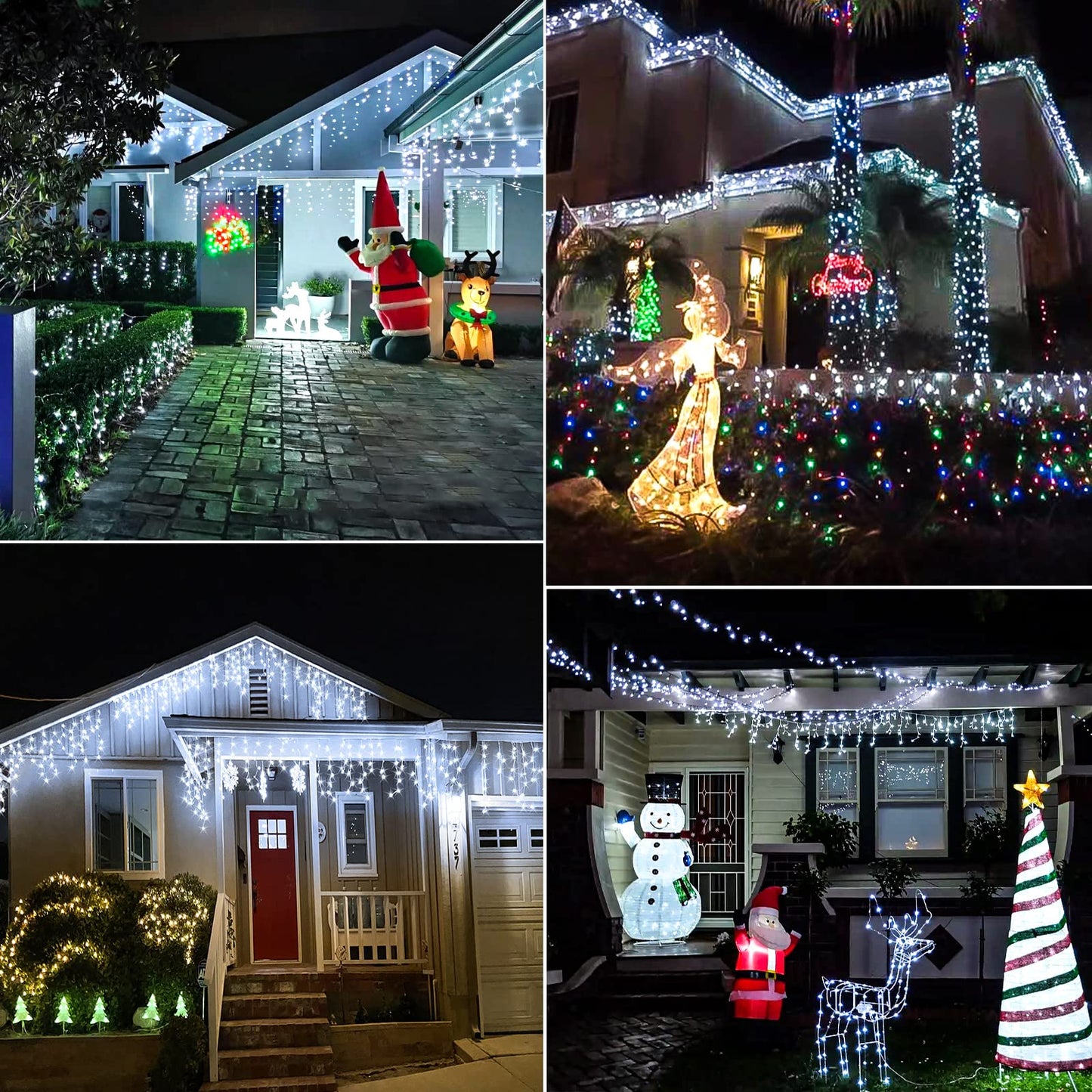 Icicle Lights for Outside 33ft 400 LED Icicle Christmas Lights Outdoor with 8 Modes 75 Drops Waterproof Plug in Fairy Curtain Lights with Timer for Party Holiday Wedding Decorations, Cool White