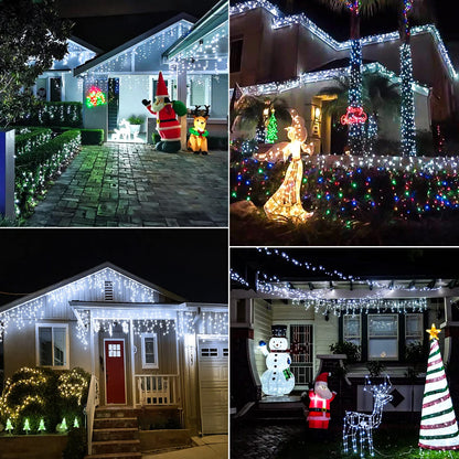 Icicle Lights for Outside 33ft 400 LED Icicle Christmas Lights Outdoor with 8 Modes 75 Drops Waterproof Plug in Fairy Curtain Lights with Timer for Party Holiday Wedding Decorations, Cool White