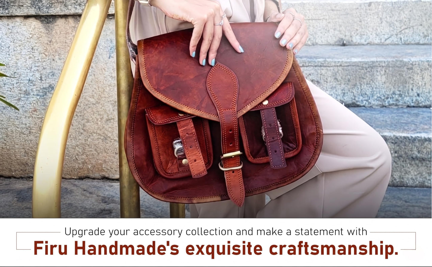 Firu-Handmade Women Vintage Style Genuine Brown Leather Crossbody Shoulder Bag Handmade Purse
