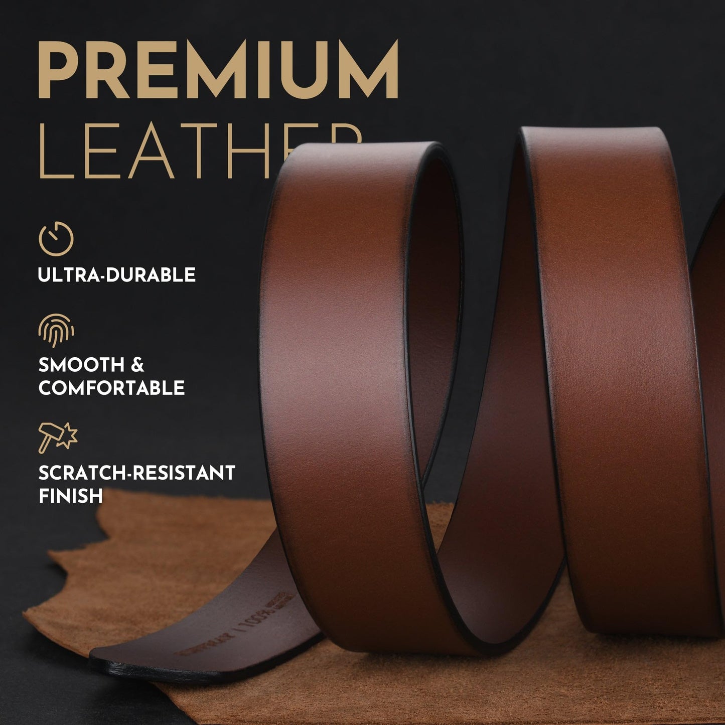 Buffway Men's Leather Belt,1.5" Handcrafted Top-Grain Leather – Durable,Comfortable,Suitable for Everyday Formal & Casual Wear - Size 34" Brown