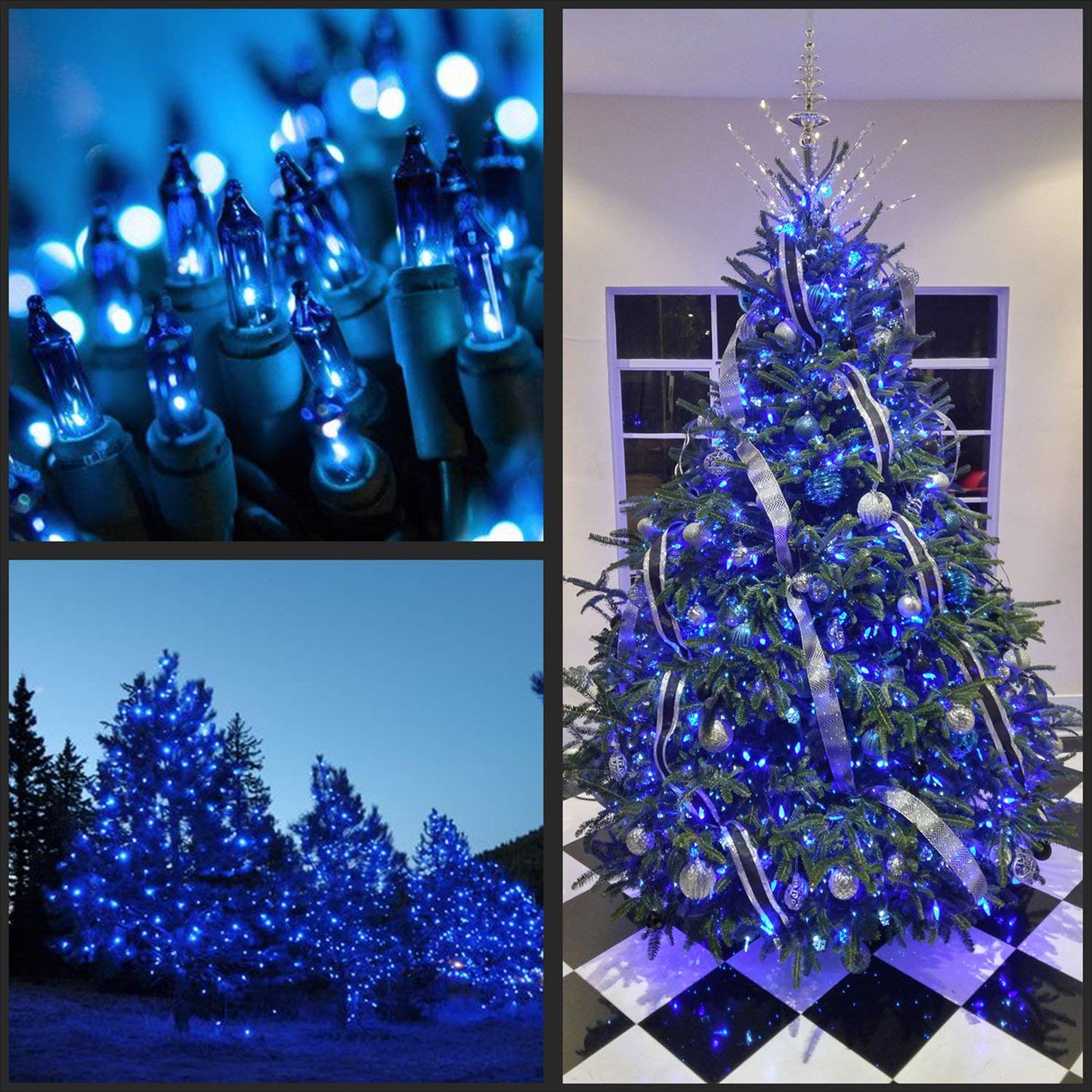 YULETIME 200 Blue Christmas String Lights, 2-Set 33 ft 100 ct White Wire