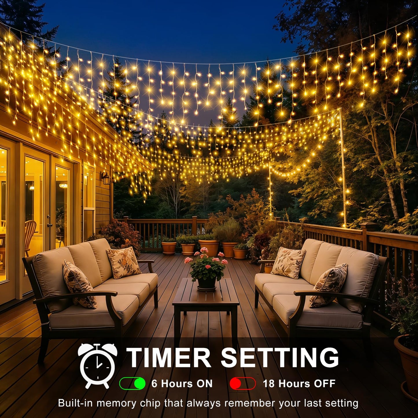 Icicle Christmas Lights Outdoor - 33FT 400 LED Icicle Lights for Outside with 75 Drops 8 Modes Timers, Waterproof Connectable Hanging Lights for Indoor Roof House Yard Decorations, Warm White