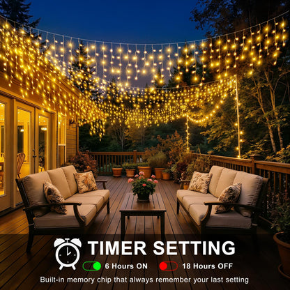 Icicle Christmas Lights Outdoor - 33FT 400 LED Icicle Lights for Outside with 75 Drops 8 Modes Timers, Waterproof Connectable Hanging Lights for Indoor Roof House Yard Decorations, Warm White
