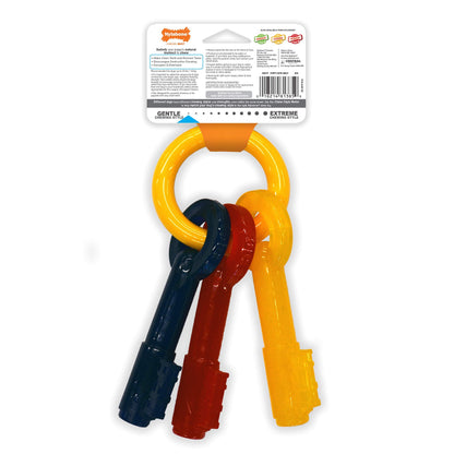 Nylabone Puppy Chew Key Ring Toy, Toys for Teething Puppies, Multi Color, Bacon Flavor, Medium - Up to 35 lbs, 1 Count