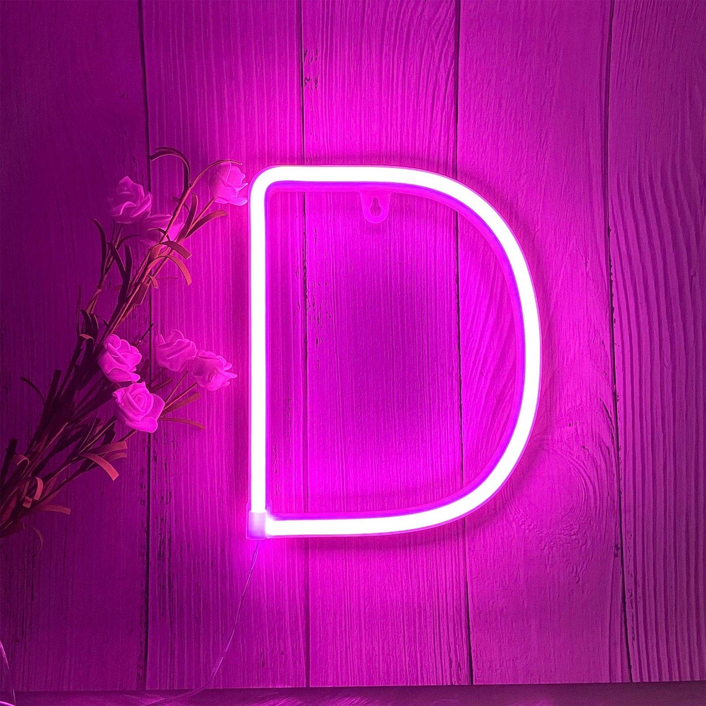 ENUOLI Pink Neon Letter Sign - Battery/USB Powered LED Alphabet Neon Art Lights for Wedding, Birthday, Christmas & Home Bar Decoration
