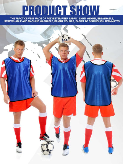 Jiuguva 24 Packs Pennies Scrimmage Vests Blue Red Training Practice Vests for Youth Adults Soccer Basketball