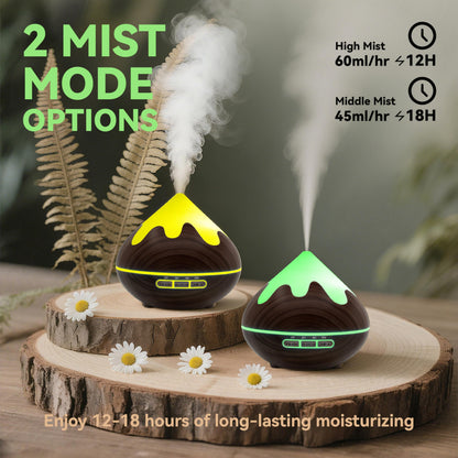 Essential Oil Diffuser for Home 500ML, Ultrasonic Large Diffuser Oil Machine with Remote Control, Aromatherapy Diffusers for Home Office Room, Aroma Diffuser with 14 Color LED & 2 Mist Mode, Brown