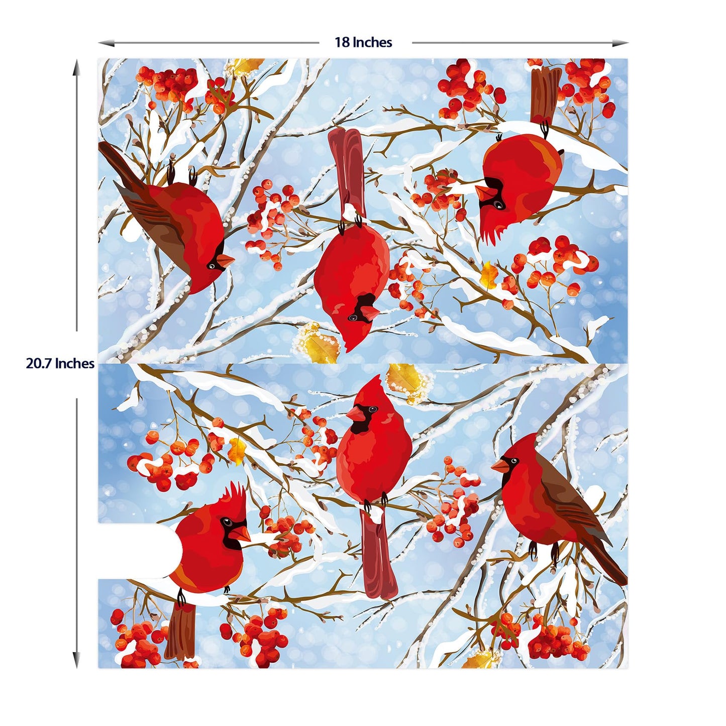 Texupday Winter Cardinal Trio Berries Decoration Mailbox Cover with Magnetic Strip Christmas Holiday Mailbox Wraps Post Letter Box Cover Standard Size 21" X 18" for Garden Outdoor Yard Decor