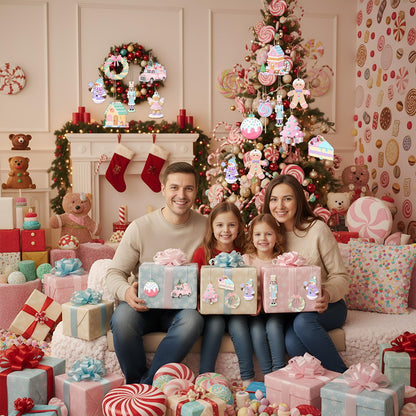 Kathfly 24 Pcs Pastel Christmas Tree Ornaments Candy Christmas Hanging Decor Wooden Gingerbread Man Lollipop Ice Cream Cake Ornament for Xmas Tree Garland Home Holiday Indoor Decor