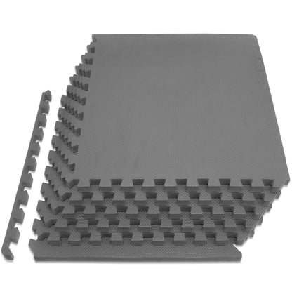 ProsourceFit Weaved Pattern Extra Thick Exercise Puzzle Mat ¾-inch, EVA Foam Interlocking Tiles for Protective, Cushioned Flooring for Home and Gym Equipment; Grey, 24 SQ FT, 6 Tiles