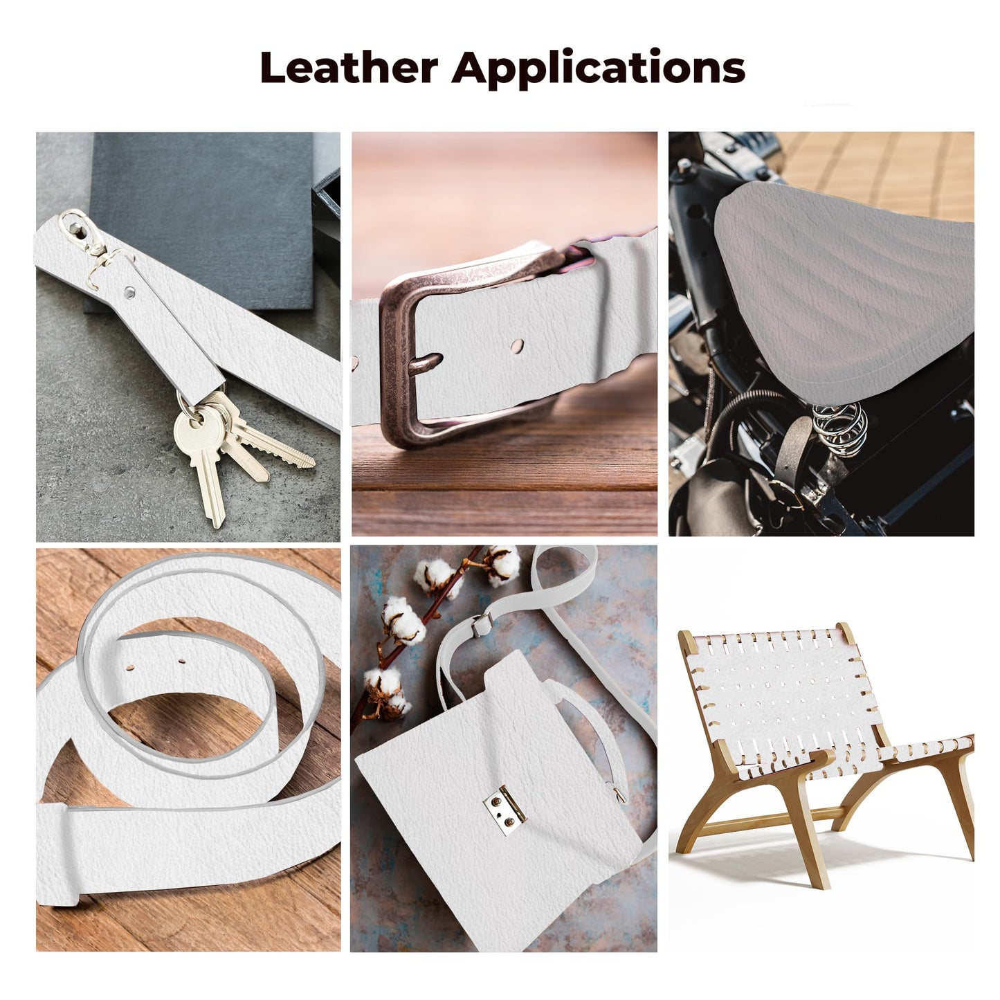 ELW 5-6 oz (2-2.4mm) Latigo Leather Belt Grade Straps | Size: 0.5"x50" (1.3x127cm) | White | Full Grain Cowhide, Heavy Duty Holsters, Sheathes, Harness, Saddle, Guitar Straps, Crafts