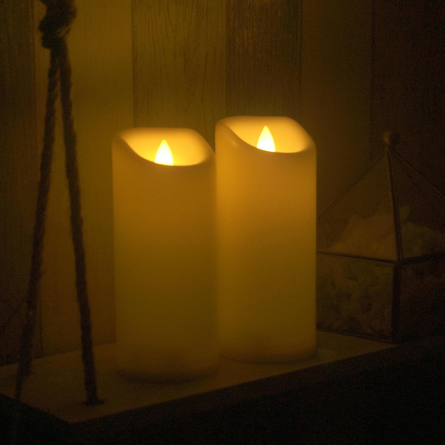 CANDLE CHOICE Outdoor Battery-Operated Flameless Candles with Remote Timer Waterproof Flickering Plastic Electric LED Pillar Lights for Lantern Patio Garden Wedding Halloween Christmas 3”x7” 2 Pack