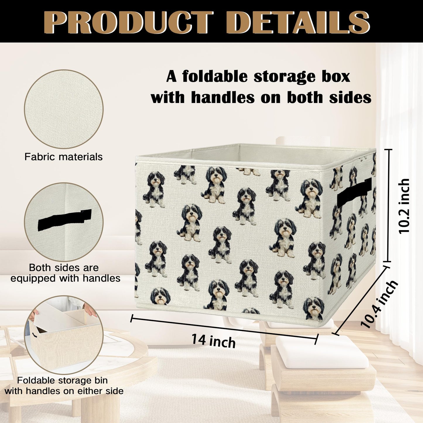 EGBTL Havanese Gifts Storage Bins & Boxes with Handles, Dog Foldable Basket for Organizing Dog Lovers Owners Women, Havanese Christmas Storage Laundry Hampers for Bedroom Bathroom Clothes Toys Books