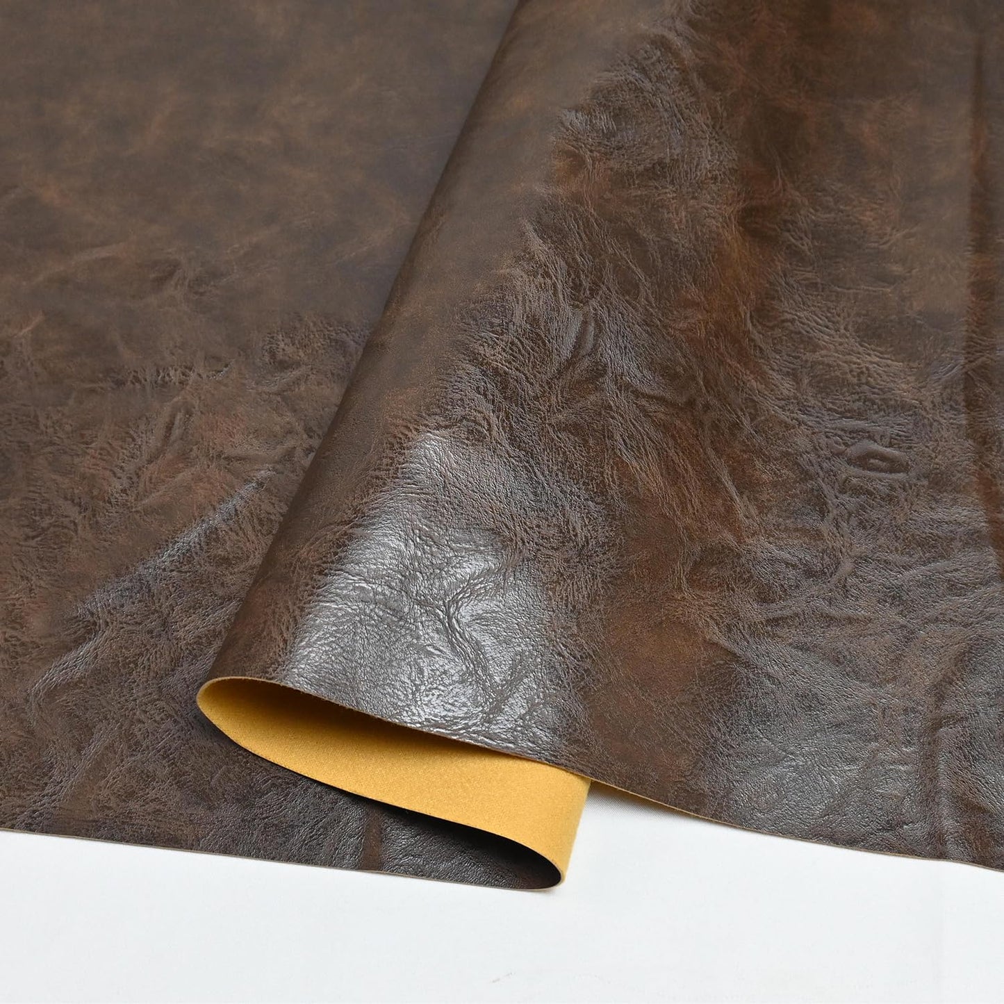 150cm x 140cm （59 x 54 Inch） Soft Leather Fabric - Faux Leather Fabric -1mm Thick for Upholstery - DIY Crafts - Dark Brwon Crazy Horse Distress