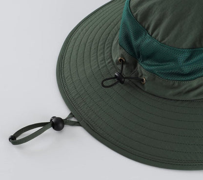 Outdoor UPF50+ Mesh Sun Hat - Wide Brim Fishing Hat with Neck Flap for Men & Women